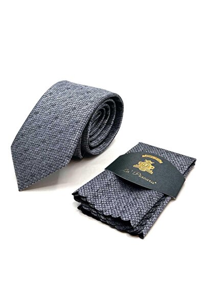 Kravatkolik Κλασική γκρι γραβάτα με τετράγωνο σχέδιο KK13066