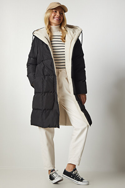 Lovelyİstanbul معطف أسود كريمي قابل للنفخ - LVP0006