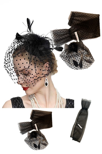 bbays new trend SİYAH NİKAH ŞAPKASI +PARMAKSIZ SİYAH KOLLUK,SİYAH NİKAH VUALET SİYAH KOLLUK