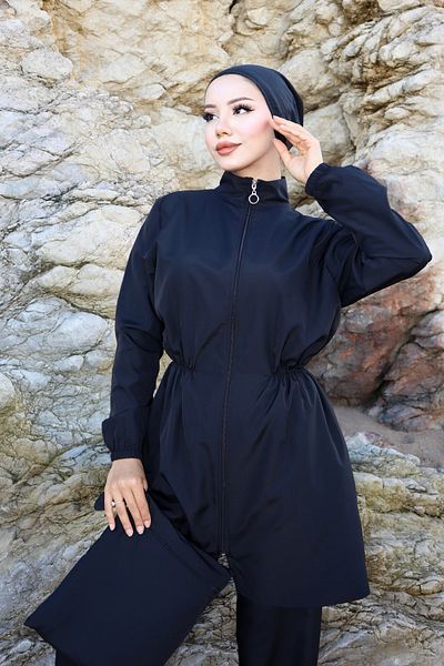 new ats Black Hijab Swimsuit - Atlas Elastic Waist, Set of 4
