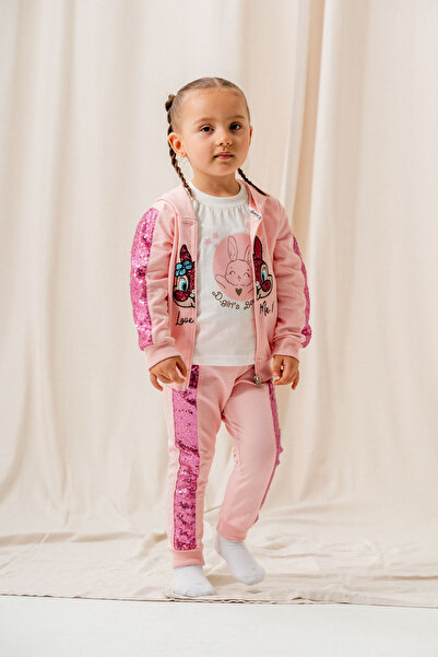 ZİMBOO KIZ ÇOCUK  PULLU TAVŞAN NAKIŞLI %100 PAMUK PENYE 2 İPLİK 3 LÜ TAKIM