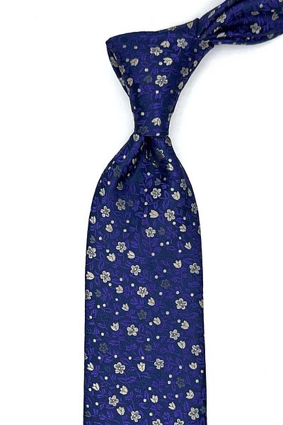 Kravatkolik Purple Floral Pattern Handkerchief Classic Tie Kk12977