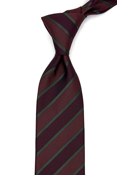 Kravatkolik Classic Tie with Claret Red Line Pattern Handkerchief Kk12882