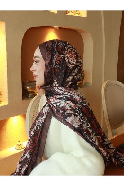 Modakaşmir شال قطني بنمط زهرة بوهيمية