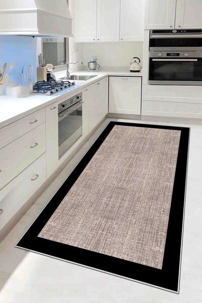 df home Mutfak Halısı Geometrik İskandinav Eskitmeli Dijital Baskı Yıkanabili...