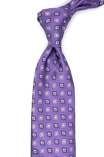Kravatkolik Classic Tie with Purple Motif Pattern Handkerchief Kk13092