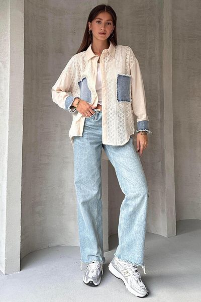 ZAROLİ Cămașă cu garnitură din denim