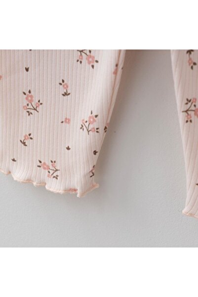 Mini Ropa Pink Floral Patterned Cotton Baby Girl Set - Frilly Bottom and Top Set