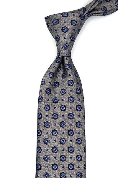 Kravatkolik Classic Tie with Beige Motif Pattern Handkerchief Kk12909