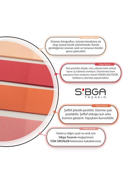 sibga tasarım Transparent Colored Post-It Note Paper - 200 Sheets Bookmark Sticker