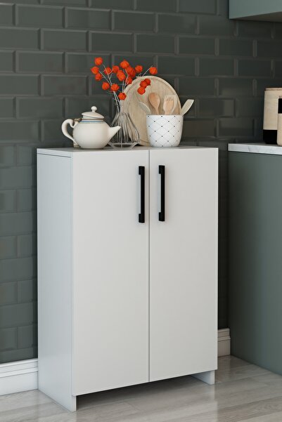izcodesign Beyaz 70 cm Çok Amaçlı İki Kapaklı Dolap – Modern Fonksiyonel Mutfak Dolabı