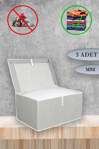 ADARYA HOME Κουτί 3 τεμαχίων με καπάκι 40x30x25 Μίνι μέγεθος