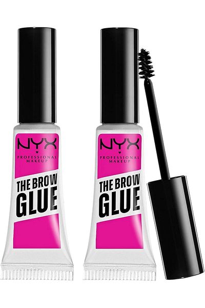 NYX Professional Makeup Brow Glue, Instant Brow Styler, Laminated Brow look, Pack of 2, Clear