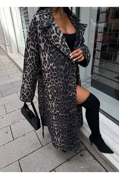 Friday Mood Palton de damă cu imprimeu leopard