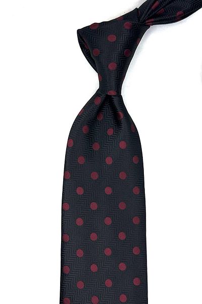 Kravatkolik Black Polka Dot Pattern Classic Tie with Handkerchief Kk13095