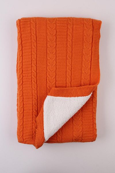 Mini Ropa Orange Knitwear Baby Blanket - Welsoft Fleece Winter Design