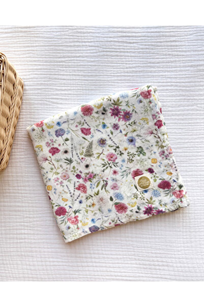 Little Dude Colorful Floral Patterned Muslin Blanket - Double Layer, Organic Cotton - 100*100