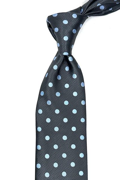 Kravatkolik Smoked Polka Dot Pattern - Classic Tie with Handkerchief Kk13101