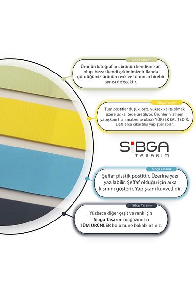 sibga tasarım Transparent Colored Post-It Note Paper - 200 Sheets Bookmark Sticker