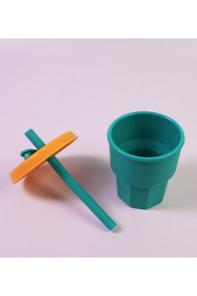 Fab N Funky كوب شرب من السيليكون مع قشة - مانع للتسرب، خالٍ من مادة BPA، أخضر، 400 مل للأعمار من 6 أشهر فما فوق
