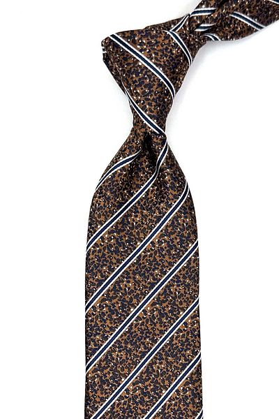 Kravatkolik Classic Tie with Copper Line Pattern Handkerchief Kk12914