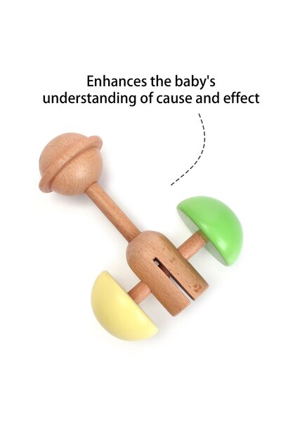 IntelliBaby خشخيشة خشبية كلاسيكية من IntelliBaby - متعددة الألوان، حسية سمعية، للأعمار من 6 إلى 24 شهرًا،