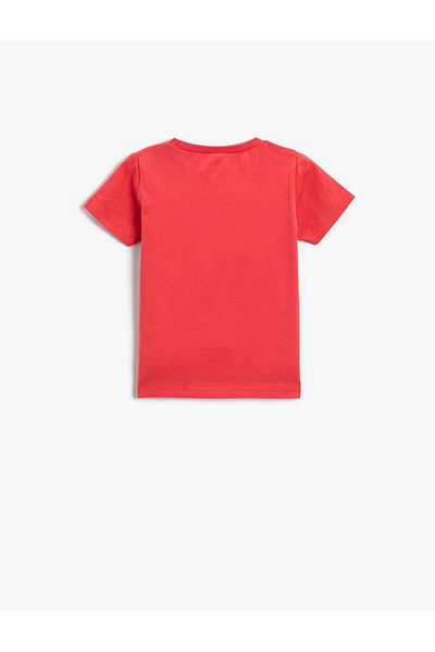 Koton Pocket Detailed Dinosaur Printed Crew Neck T-Shirt Cotton