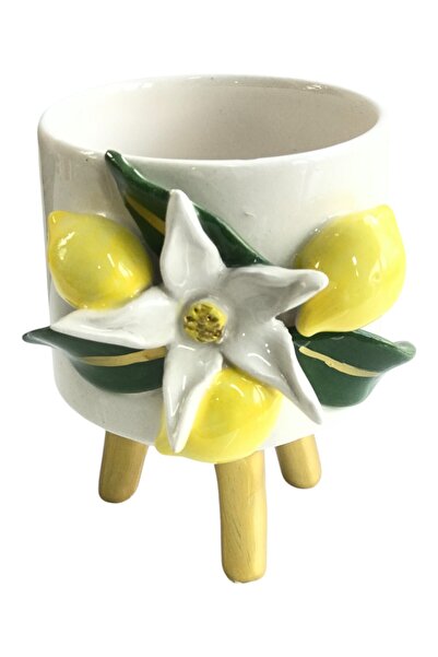 Spica Ceramica El Yapımı Limon Saksı, Limon Modelli Saksılık, Sukulent Saksılık