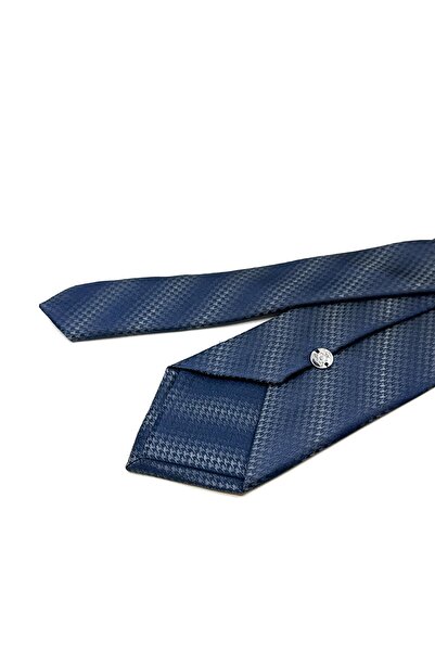 Kravatkolik Navy Blue - Gray Classic Tie with Crow's Feet Wipes Kk13016