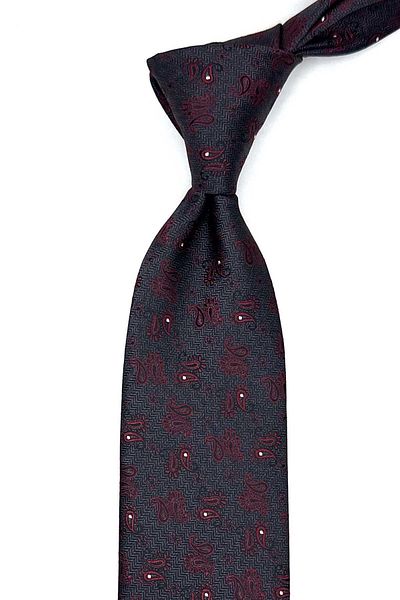 Kravatkolik Classic Tie with Smoked Shawl Pattern Handkerchief Kk12928