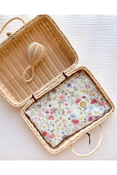 Little Dude Colorful Floral Patterned Muslin Blanket - Double Layer, Organic Cotton - 100*100