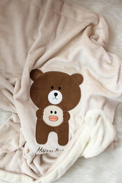 Mini Ropa Happy Bear Angora Welsoft Baby Blanket Beige Welsoft Winter Blanket