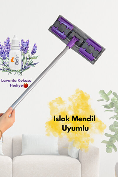 Mandallı Kıskaçlı Mikrofiber Istediğin Bezi Tak Yer Duvar Cam Silme Mop - Islak Mendil Uyumlu