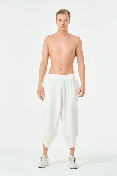 RELAXL Modern Ecru Combed Cotton Shalwar - Unisex Fabric with Leg Detail