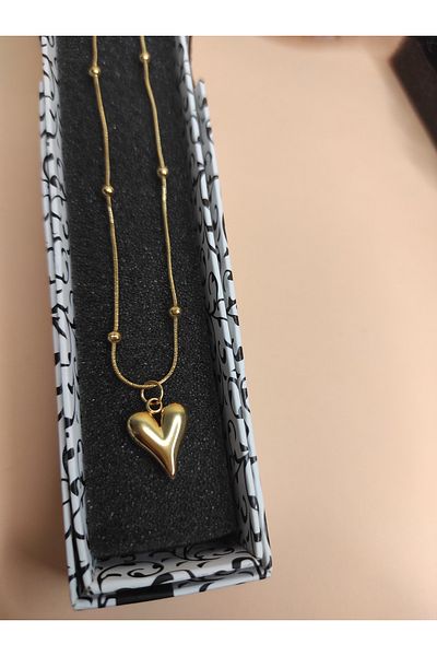 Liwu Store Women's Heart Steel Necklace with Plush Keychain Gift