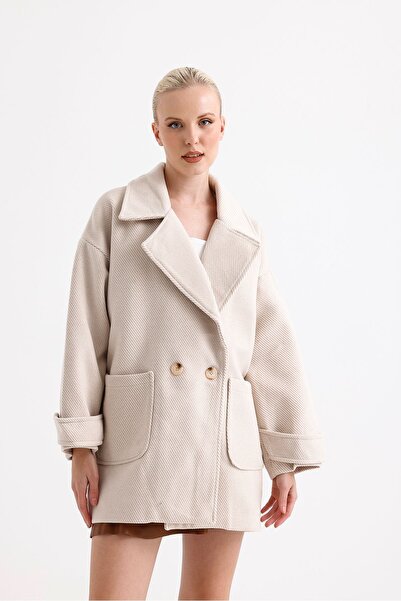 Moda Mix Avcılar Houndstooth Patterned Women's Oversize Coat