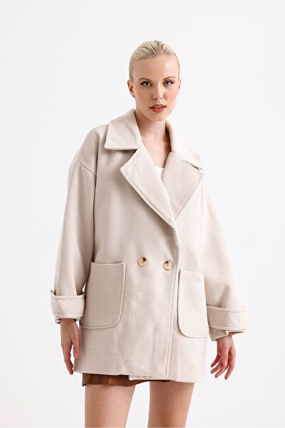 Moda Mix Avcılar Houndstooth Patterned Women's Oversize Coat