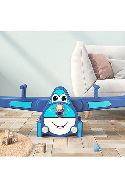 Fab N Funky Fab N Funky Classic Airplane Seesaw - Durable Children's Outdoor Play Equipment, Blue