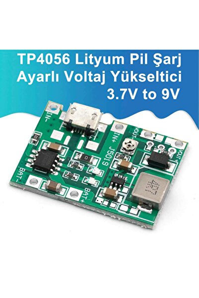 ARS Robotechnicals Tp4056 18650 Lityum Pil Şarj Micro Usb Ayarlı Voltaj Yükseltici 3-7v To 27v Boost Step Up Lion Akü