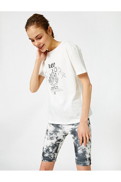 Koton Leo - εμπριμέ T-Shirt Crew Neck Cotton