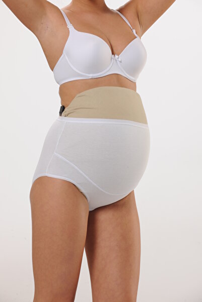 MODA Βαμβακερό εσώρουχο εγκυμοσύνης με μαλακή υφή, ψηλόμεσο, λευκό