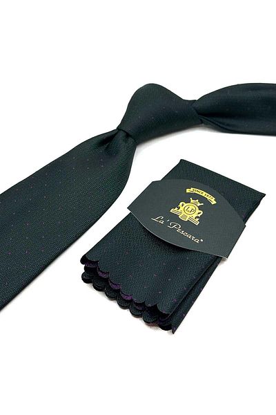 Kravatkolik Green Polka Dot Pattern Handkerchief Classic Tie Kk12890