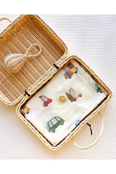 Little Dude Organic Cotton Double Layer Patterned Muslin Blanket - 100*100