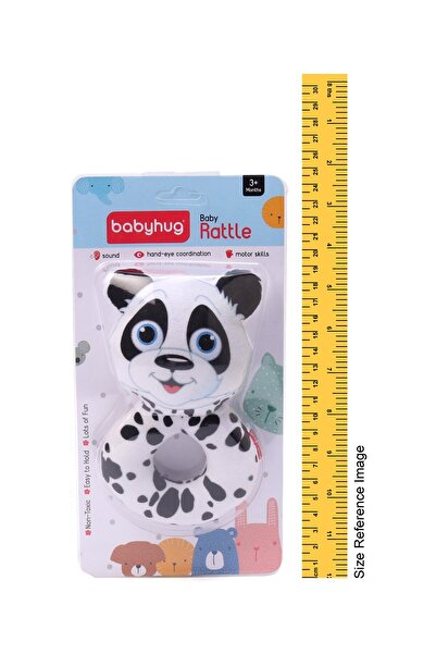 Babyhug Babyhug Panda Face Soft Rattle Toy - Black & White, Comfortable Grip, Safe for 3M+, 15cm Length