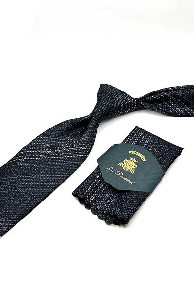 Kravatkolik Black Sand Pattern Handkerchief Classic Tie Kk12932