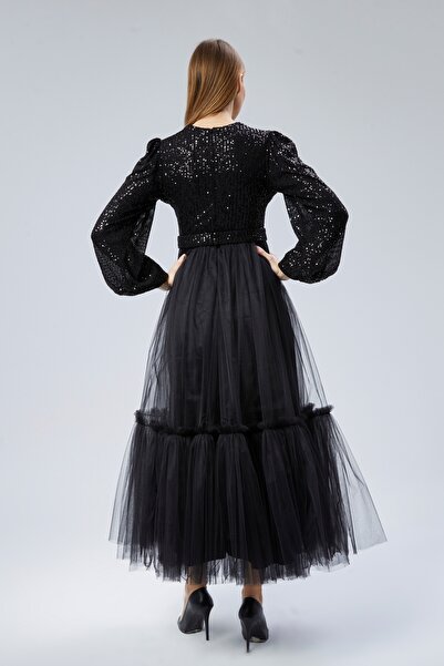 Asees Βραδινό φόρεμα Hijab Dream Tulle με παγιέτες με μπαλόνι