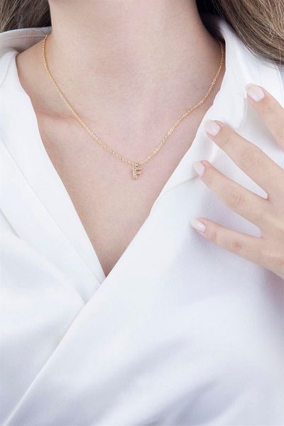 Sose Moda F Letter Gold Chain Necklace