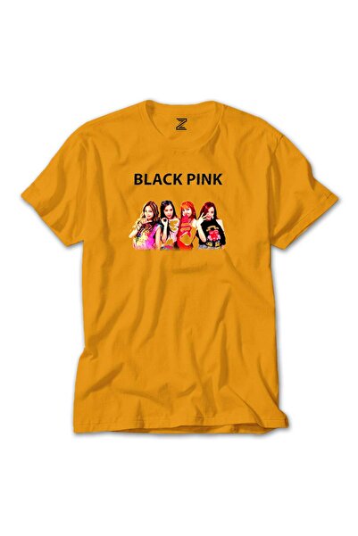 Megstill Tricou Blackpink de culoare neagră, de culoare galbenă, mărimea 3XL