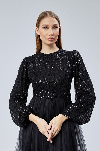 Asees Βραδινό φόρεμα Hijab Dream Tulle με παγιέτες με μπαλόνι