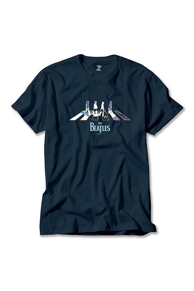Z zepplin The Beatles Abbey Road Navy Blue T-Shirt